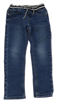 Tmavomodré teplákové skinny rifle s úpletovým pasem C&A