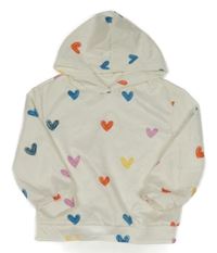 Bílá mikina se srdíčky a kapucí SHEIN