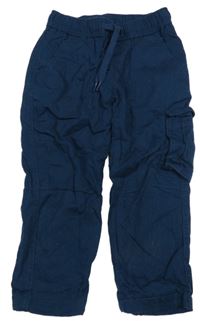 Petrolejové plátěné podšité cargo kalhoty 