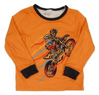 Oranžovo-černé triko s jezdcem na motorce 