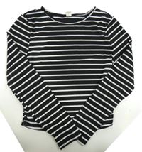 Černo-bílé pruhované crop triko Shein