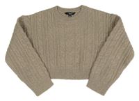 Béžový vzorovaný vlněný crop svetr New Look
