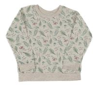 Světlerůžovo-zelená mikina s listy a květy Primark