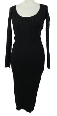 Dámské černé žebrované midi šaty H&M