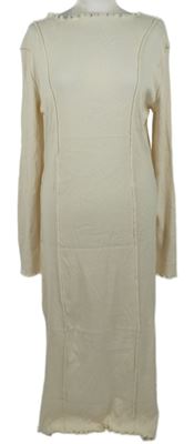 Nové - Dámské smetanové žebrované midi šaty Primark 