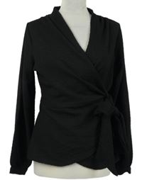 Dámská černá vzorovaná zavinovací halenka Gallery 