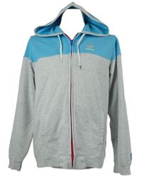 Pánská šedo-světlemodrá propínací mikina s kapucí Adidas 