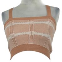 Dámský růžovo-bílý kostkovaný pletený crop top Shein 