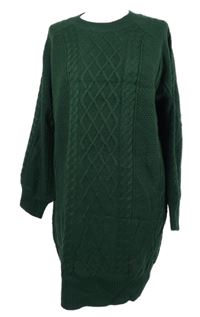 Dámskétmavozelené vzorované svetrové šaty