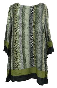 Dámská olivovo-černá vzorovaná tunika 
