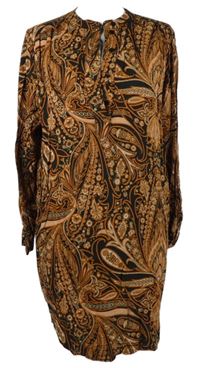 Dámské černo-skořicové vzorované šaty H&M