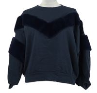 Dámská tmavomodrá mikina s kožíškem Fun&Fun