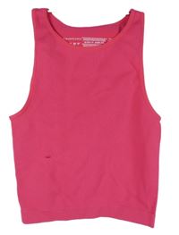 Dámský fuchsiový žebrovaný elastický crop top Primark