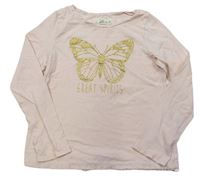 Světlerůžové triko s motýlkem zn. H&M