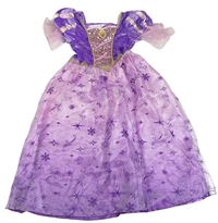 Kostým- fialovo-růžové sametovo/saténové šaty- Rapunzel Disney