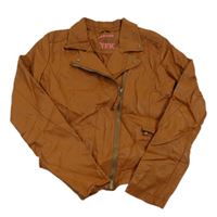 Rezavá koženková crop bunda zn. Y.F.K.