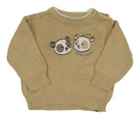 Béžový svetr s medvědy