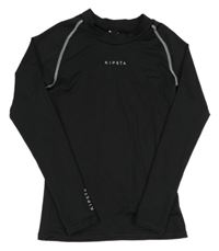 Černé sportovní funkční triko s logem Kipsta