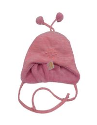 Růžová fleecová čepice s vločkou Pusblu