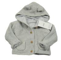 Nové - Světlešedý podšitý propínací svetr s kapucí M&S