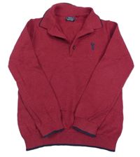 Vínový svetr s límečkem a výšivkou Next