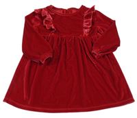 Červené sametové šaty s volánkem Dunnes