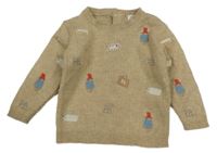 Béžový svetr s obrázky M&S