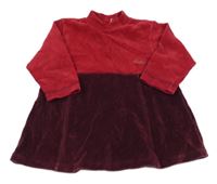 Rubínovo-vínové sametové šaty s nášivkou 