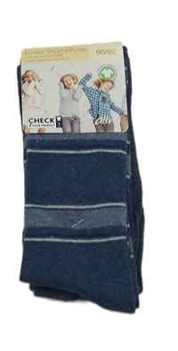 Nové - tmavomodré pruhované punčocháče