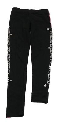 Černo-růžové teplákové legíny s nápisem Primark