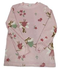 Světlerůžové plyšové triko s vílami a kytičkami Topolino