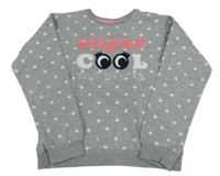 Šedo-růžovo-bílá mikina s puntíky a nápisem COOL CLUB