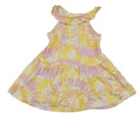 Bílo-růžovo-žluté bavlněné šaty Primark