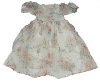 Bílé tylové šaty s květinami Shein