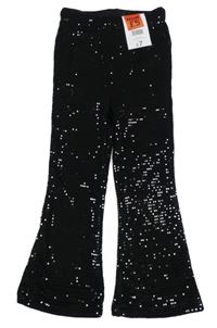 Nové - černé elastické bootcut legíny s flitry  George