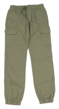 Khaki plátěné cargo cuff kalhoty Denim Co.