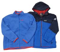 3v1 - Modrá funkční bunda + fleecová mikina s logem Jack Wolfskin