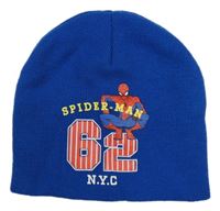 Modrá pletená čepice se Spidermanem 