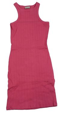 Růžové žebrované elastické šaty Matalan
