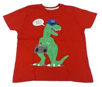 Červené tričko s dinosaurem Rebel