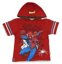 Červené tričko se Spidermanem a kapucí zn. Marvel