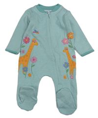 Světlemodor-bílý pruhovaný overal s žirafami a květy zn. Jojo Maman Bébé