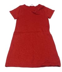 Červené třpytivé pletené šaty s mašlí H&M