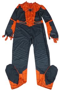 Kostým - Červeno-tmavošedý vzorovaný overal s pavoukem - Spiderman 