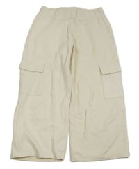 Smetanové široké kalhoty s kapsami Zara