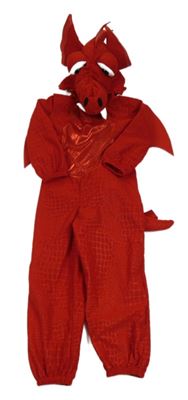 Kostým - Červený overal s kapucí - drak F&F