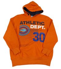 Oranžová mikina s nápisem a kapucí Yigga