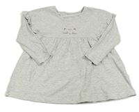 Šedé melírované bavlněné šaty s kočkou a volánky George