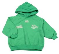 Zelená mikina s nápisem a kapucí Zara