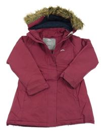 Vínový šusťákový zimní funkční kabát s kapucí Trespass